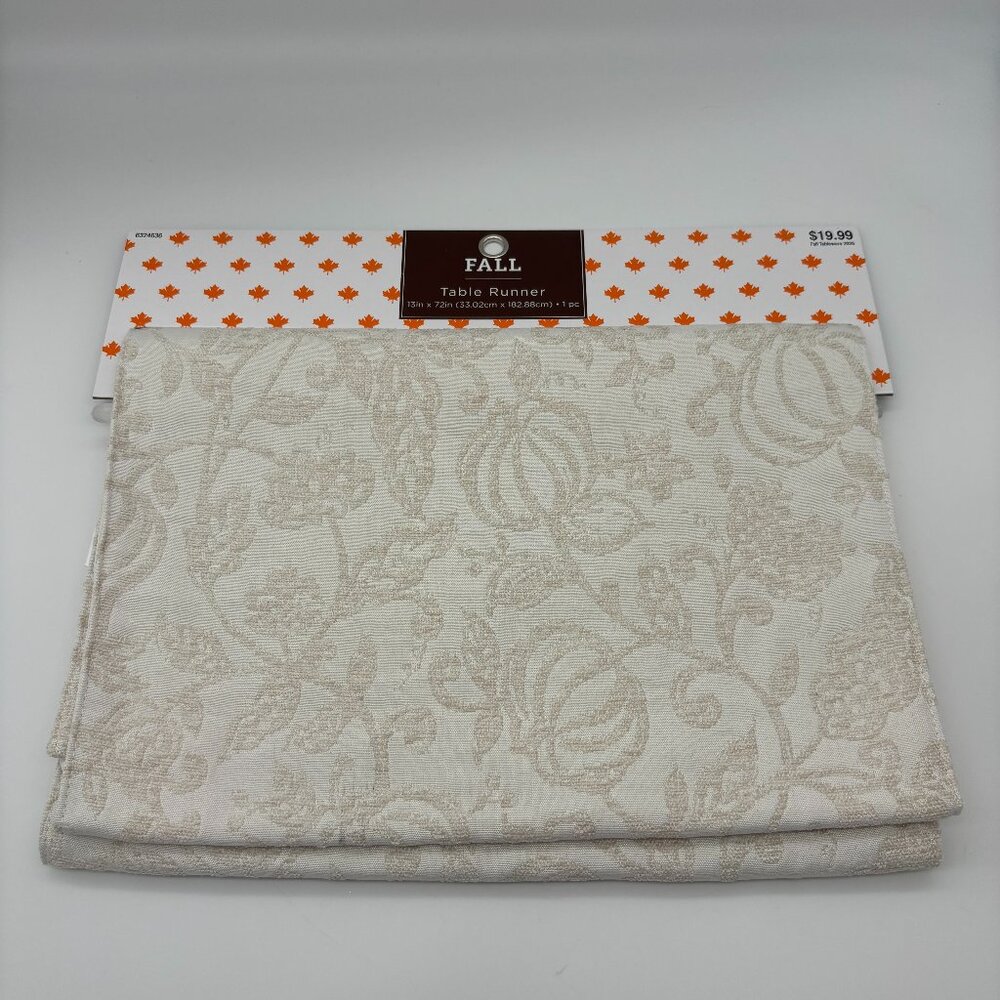 Brother Sister Design Studio Fall Tableware Jacquard Pumpkins Table Runner NEW